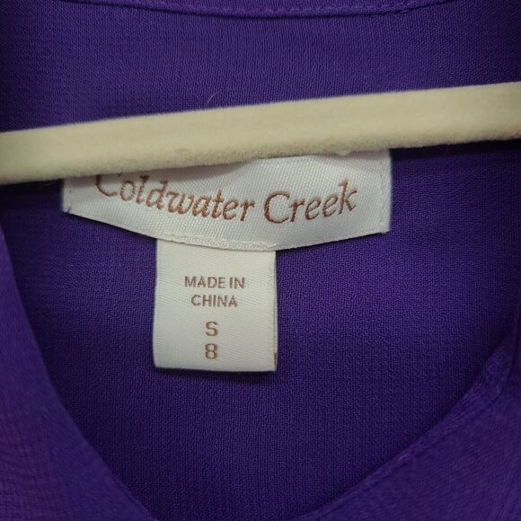 Coldwater Creek Womens Button Up Shirt Purple Size Small 100% Polyester Sheer - Picture 6 of 13